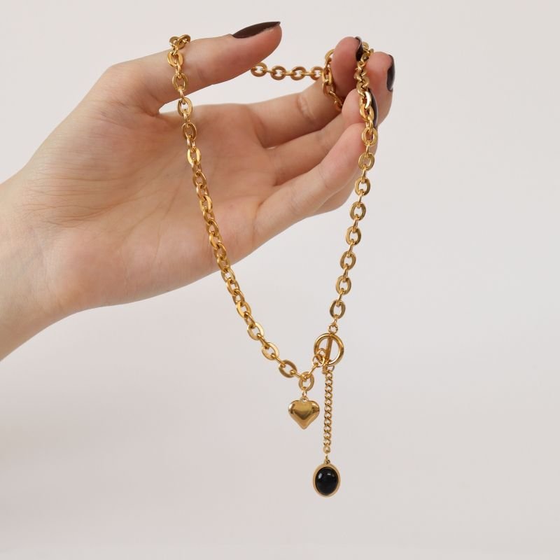 Colar Corrente com Pingentes em Aço Inox (Linha Premium)