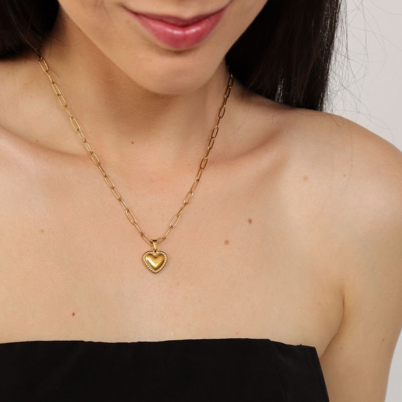 Colar Corrente Coração Delicado em Aço Inox