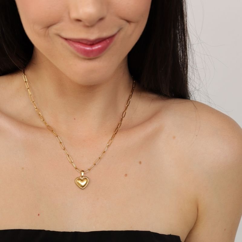 Colar Corrente Coração Delicado em Aço Inox