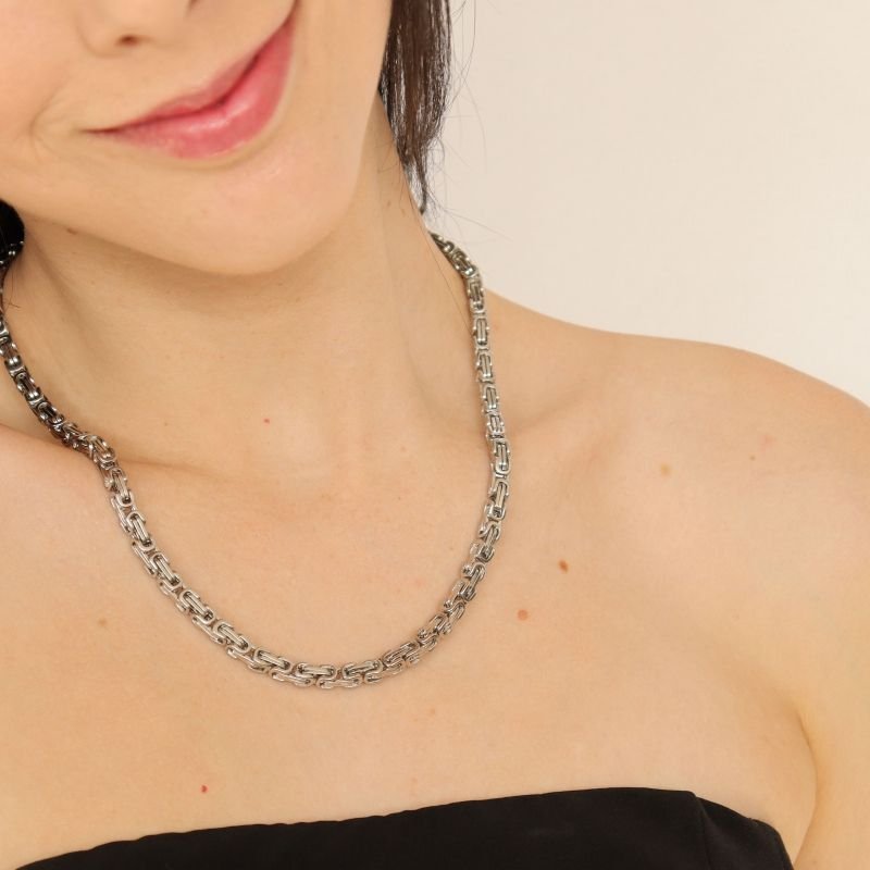 Colar Corrente Estilo Fendi em Aço Inox( Linha Premium)
