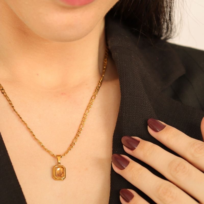 Colar Corrente Pedra em Aço Inox (Linha Premium)