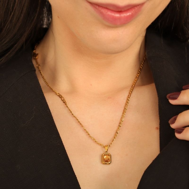 Colar Corrente Pedra em Aço Inox (Linha Premium)