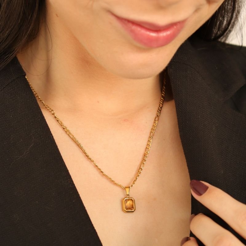 Colar Corrente Pedra em Aço Inox (Linha Premium)