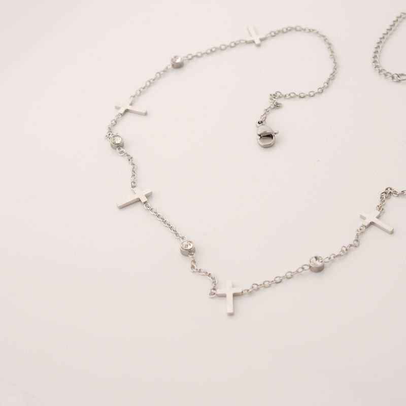Colar Cruz com Zircônia em Aço Inox (Linha Premium)