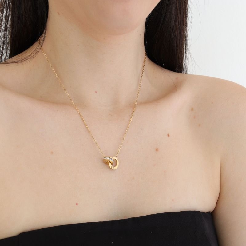 Colar Delicado com Cravejado em Aço Inox