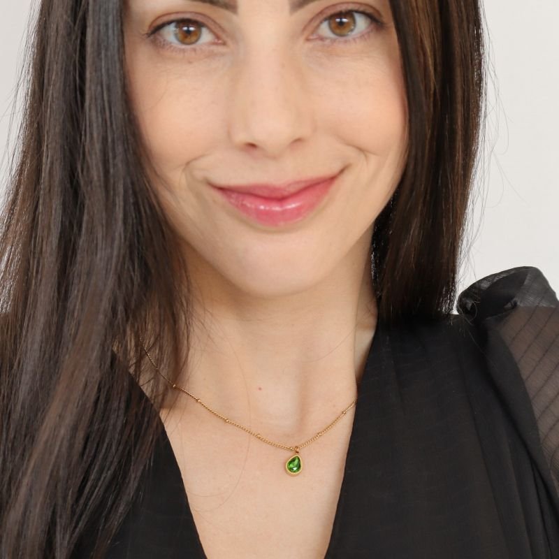 Colar Delicado Pedrinha em Aço Inox