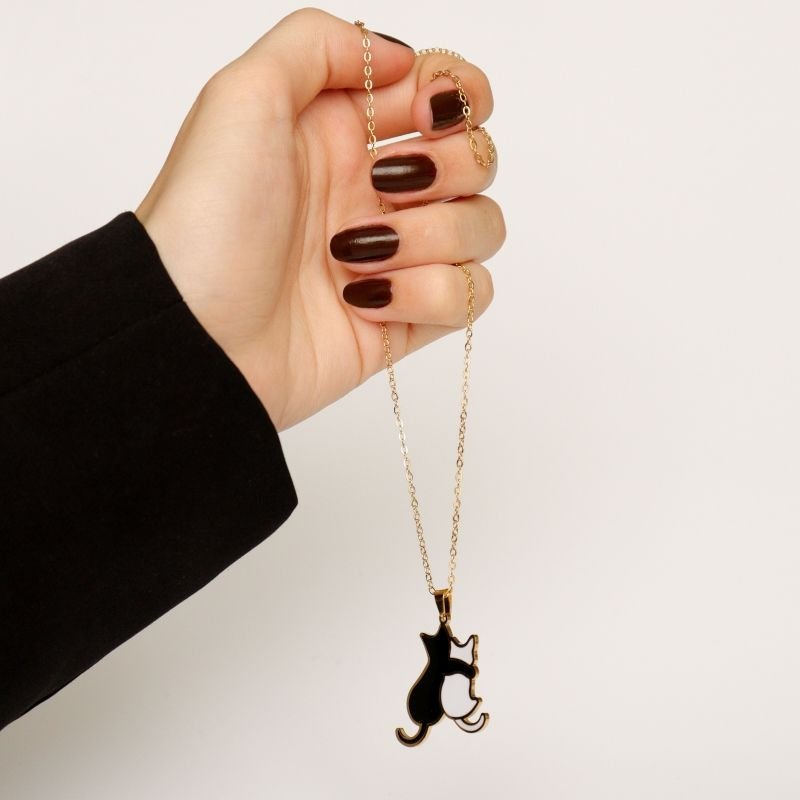 Colar Dois Gatinhos em Aço Inox (Linha Premium)