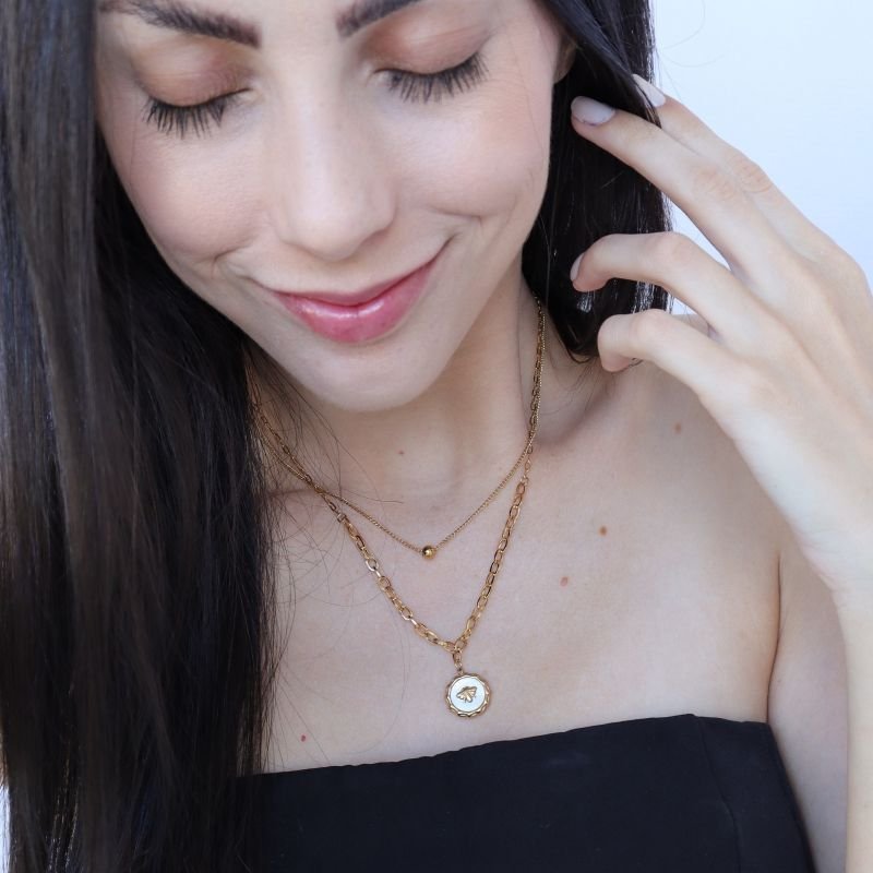 Colar Duplo Abelha em Aço Inox (Linha Premium)