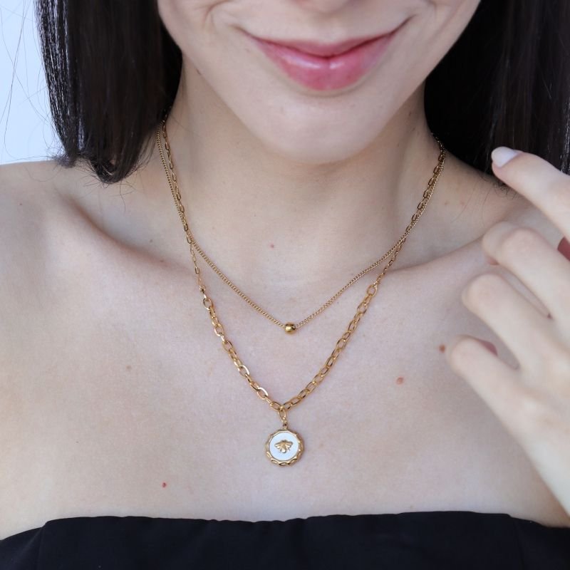 Colar Duplo Abelha em Aço Inox (Linha Premium)