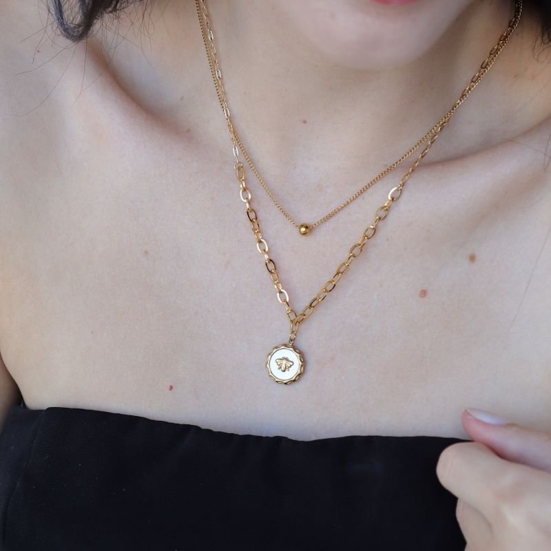 Colar Duplo Abelha em Aço Inox (Linha Premium)