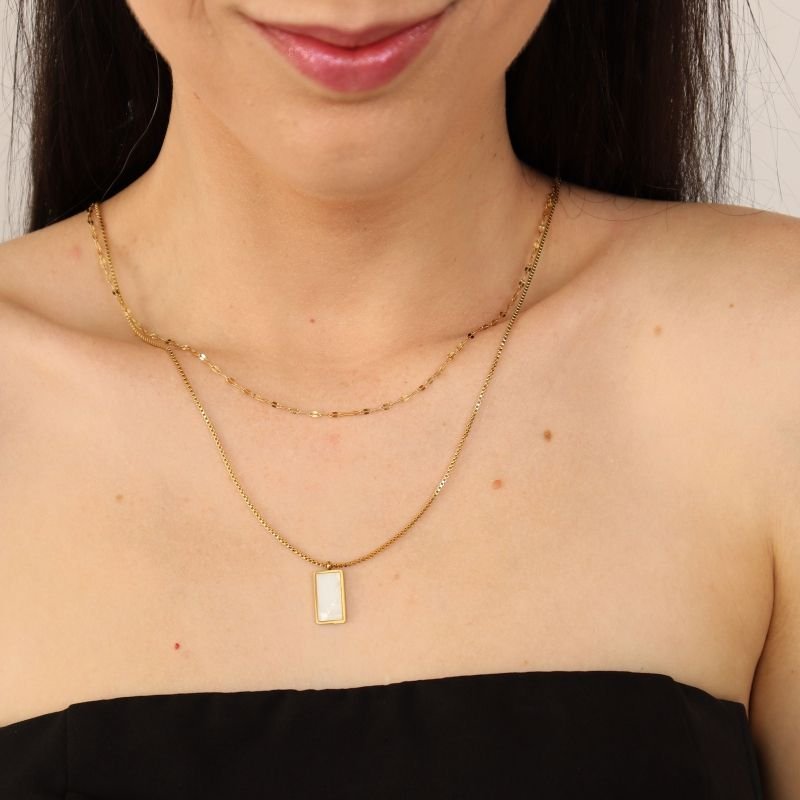 Colar Duplo com Detalhes em Aço Inox (Linha Premium)