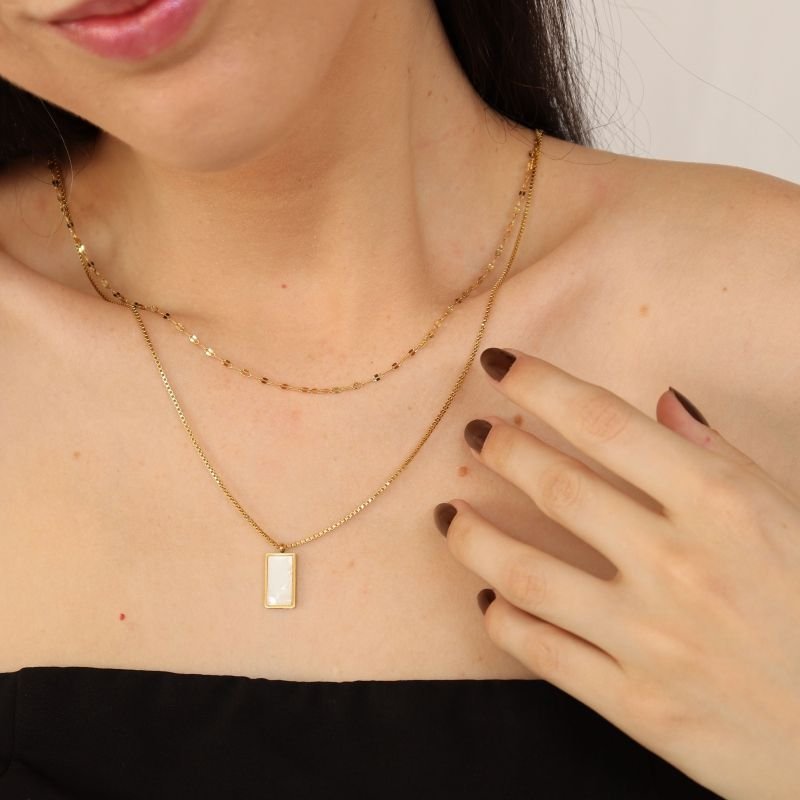 Colar Duplo com Detalhes em Aço Inox (Linha Premium)