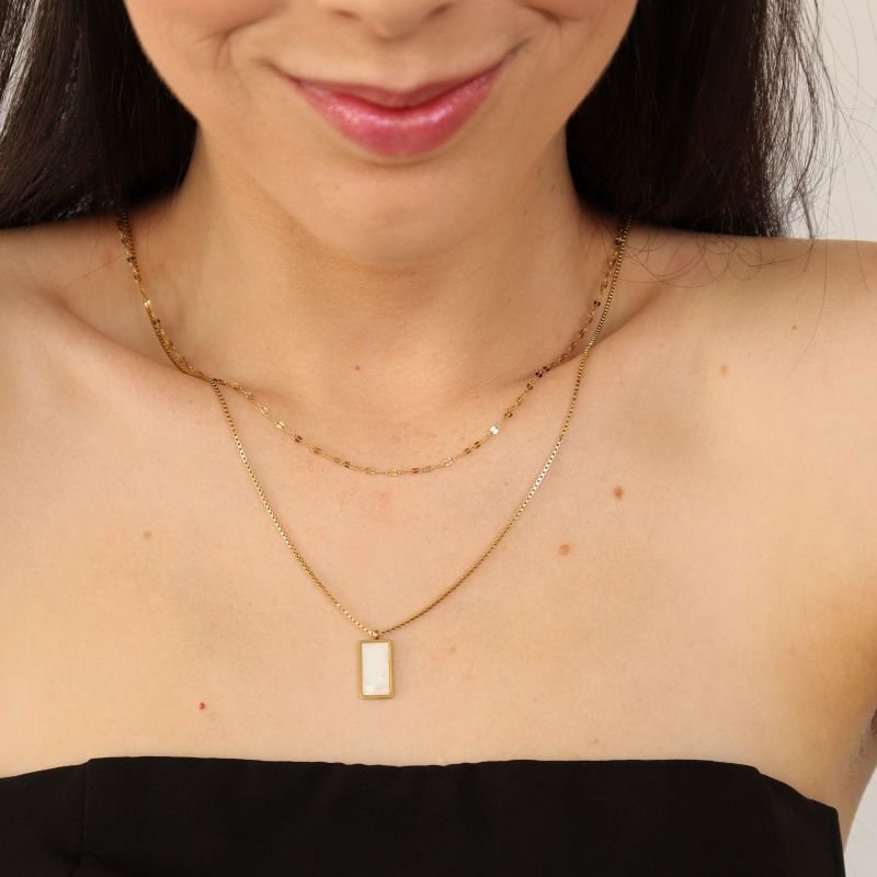 Colar Duplo com Detalhes em Aço Inox (Linha Premium)