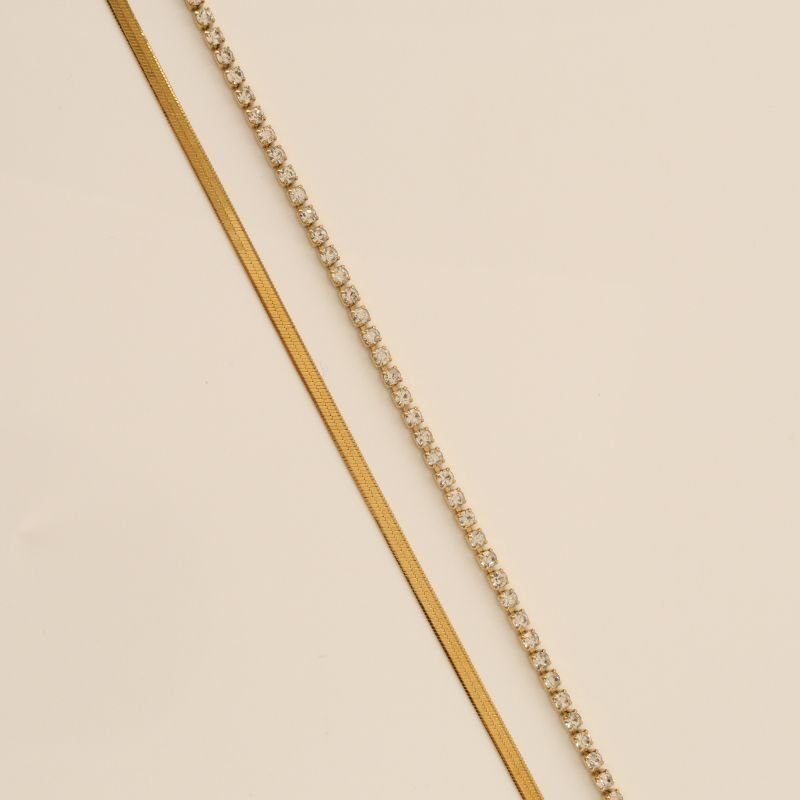 Colar Duplo com Riviera Aço Inox (Linha Premium)