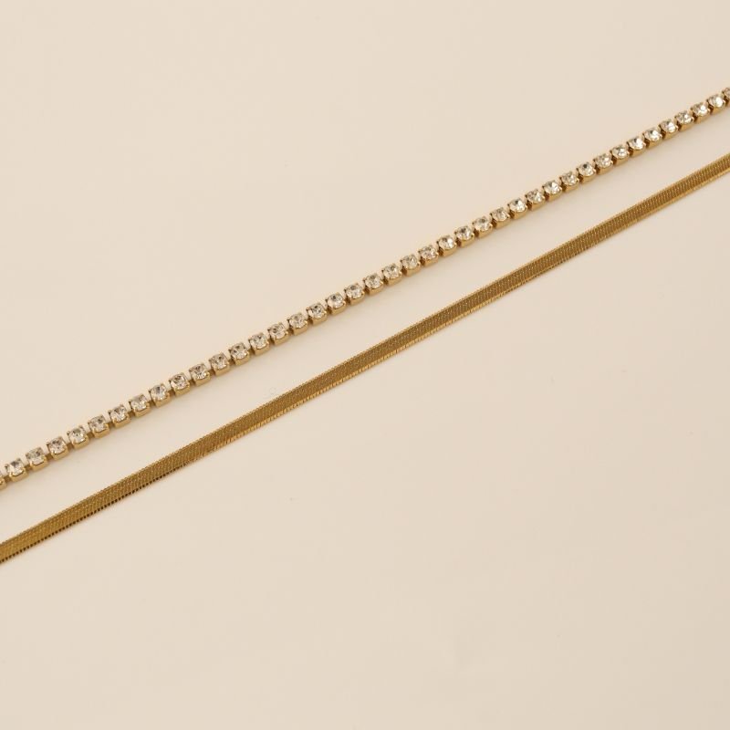 Colar Duplo com Riviera Aço Inox (Linha Premium)