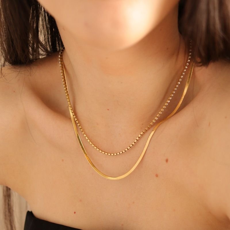 Colar Duplo com Riviera Aço Inox (Linha Premium)