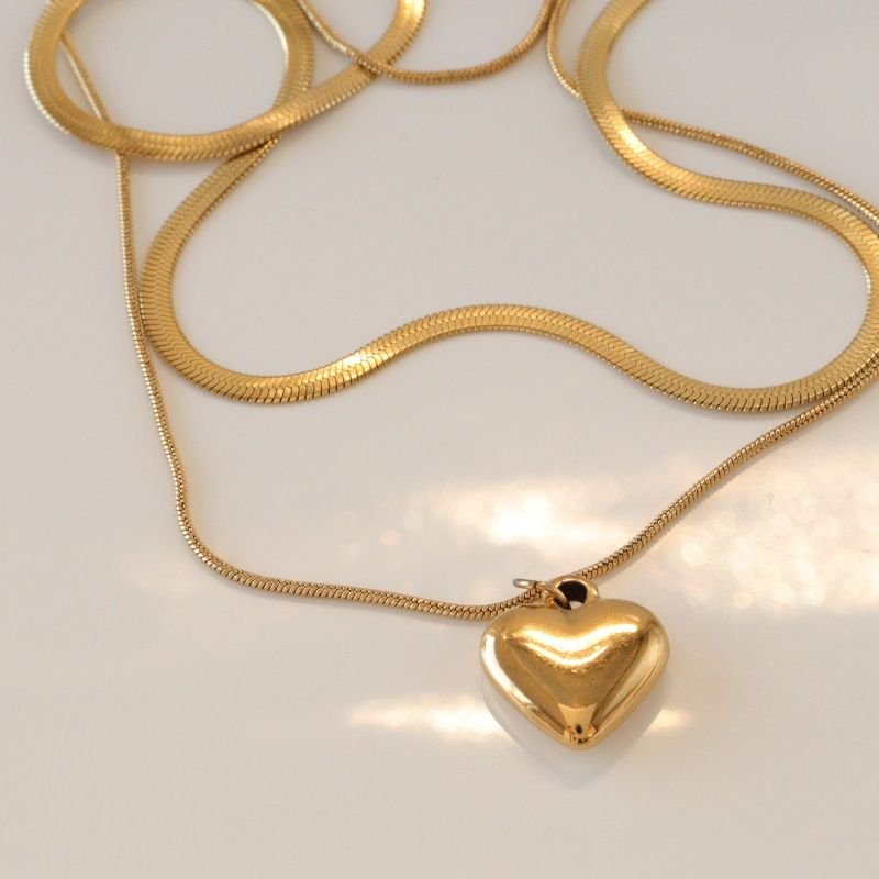 Colar Duplo Coração em Aço Inox (Linha Premium)