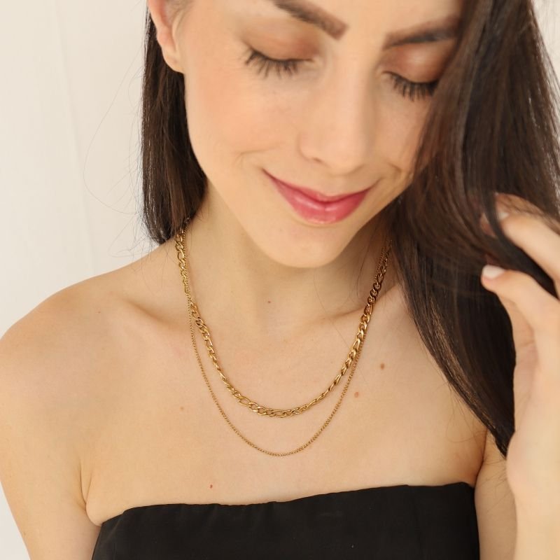 Colar Duplo Corrente em Aço Inox( Linha Premium)