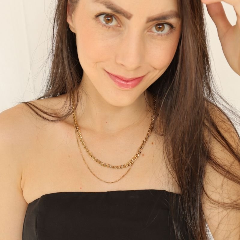 Colar Duplo Corrente em Aço Inox( Linha Premium)