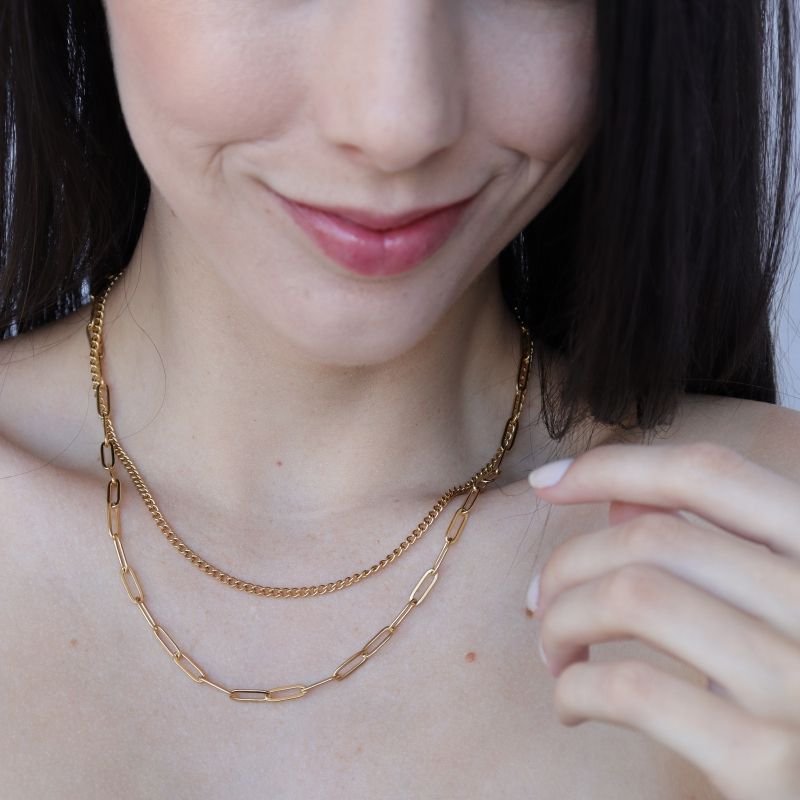 Colar Duplo Corrente em Aço Inox