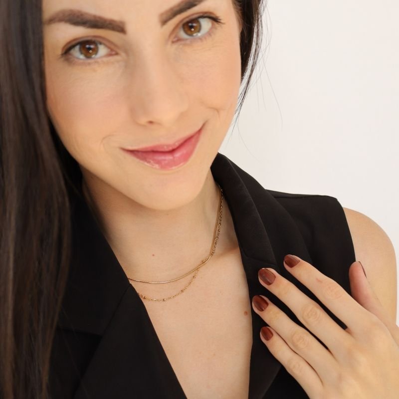 Colar Duplo Delicado em Aço Inox