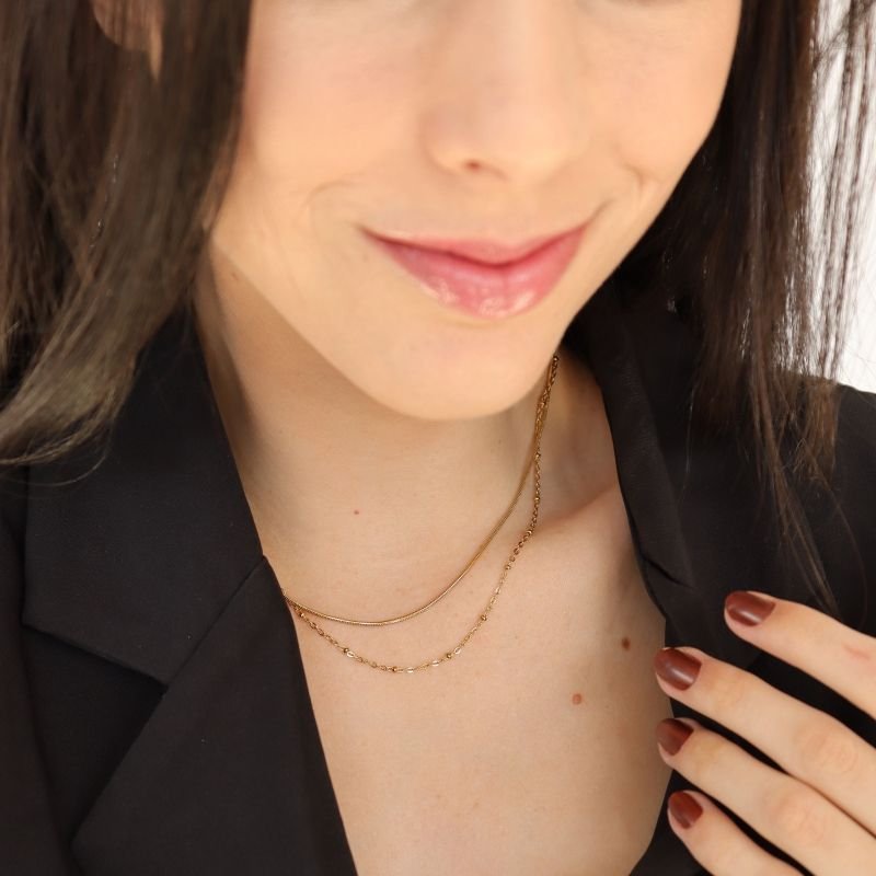 Colar Duplo Delicado em Aço Inox