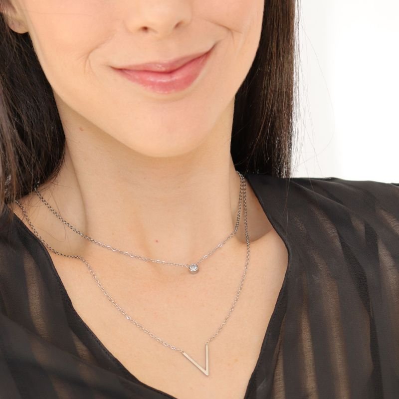 Colar Duplo Delicado em Aço Inox