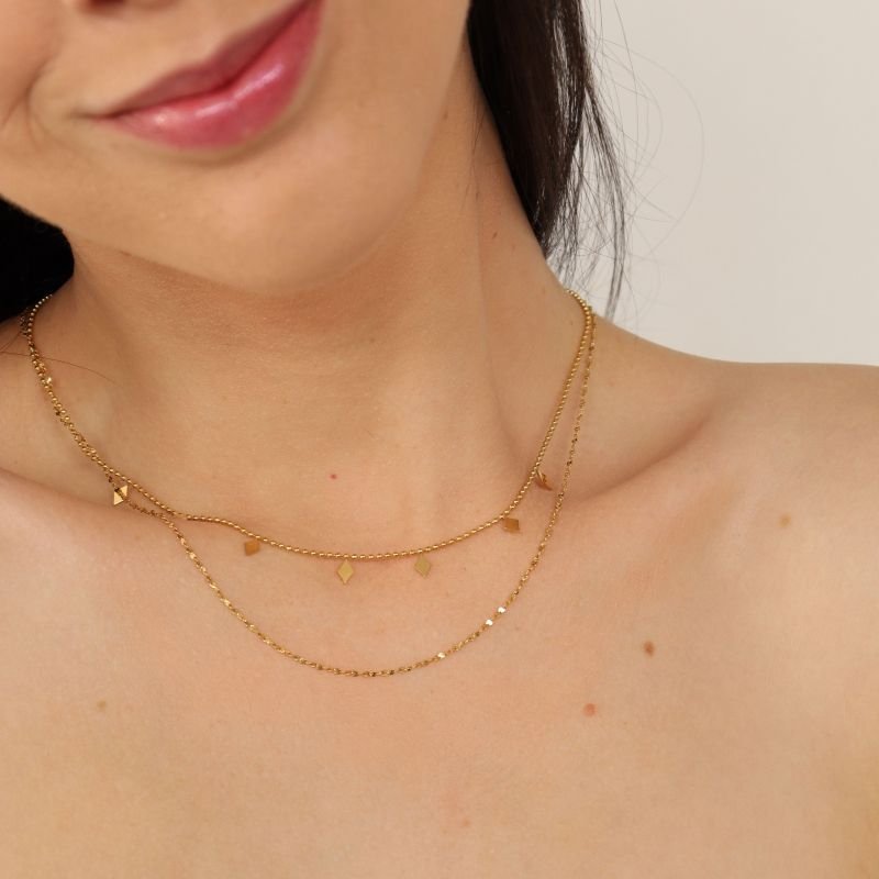 Colar Duplo Delicado em Aço Inox