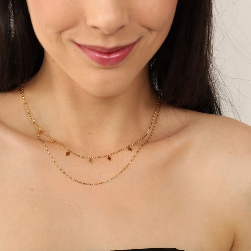 Colar Duplo Delicado em Aço Inox