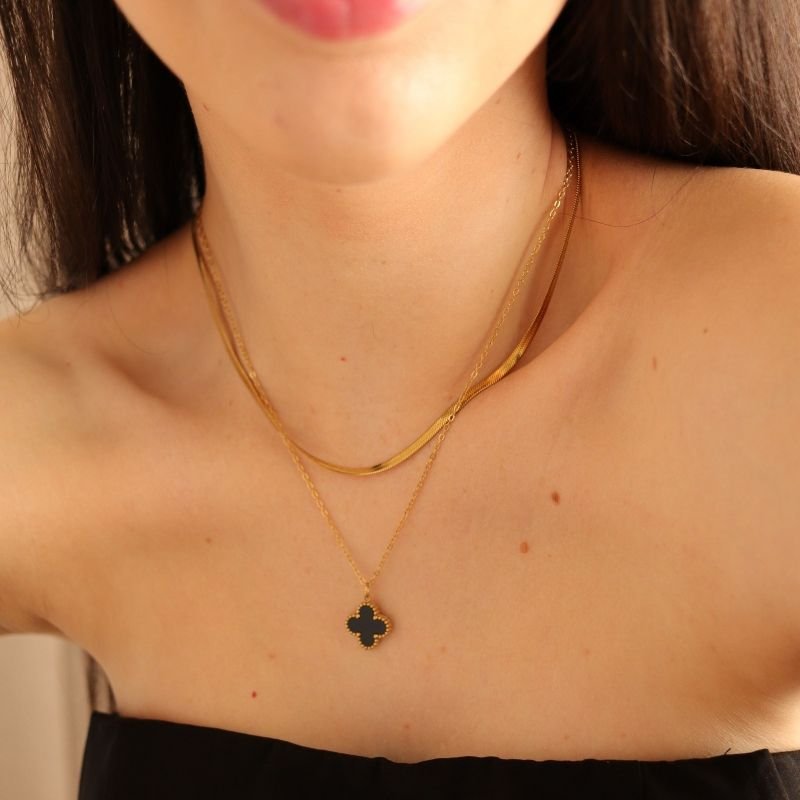 Colar Duplo Inspiração Van Cleef Aço Inox (Linha Premium)