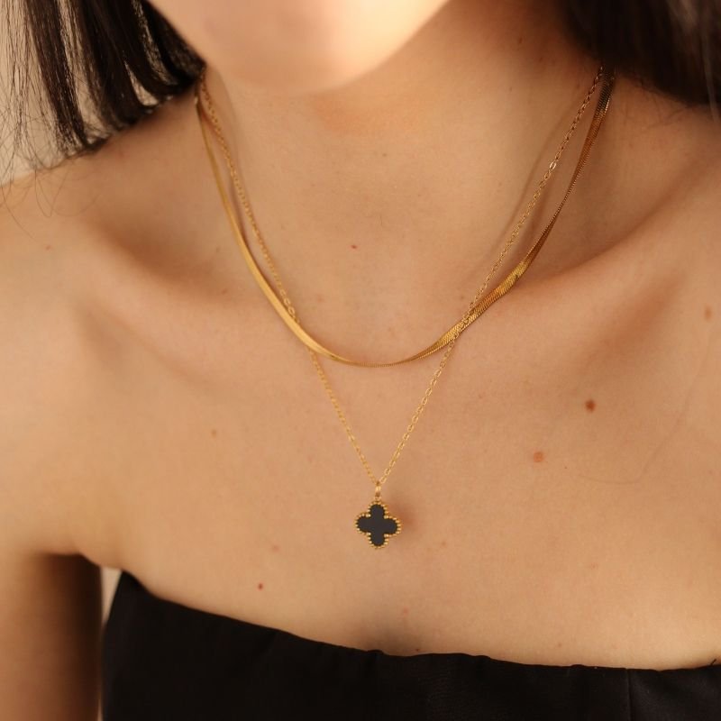 Colar Duplo Inspiração Van Cleef Aço Inox (Linha Premium)