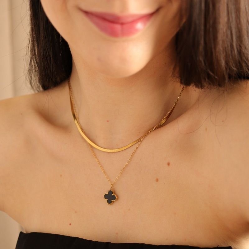 Colar Duplo Inspiração Van Cleef Aço Inox (Linha Premium)