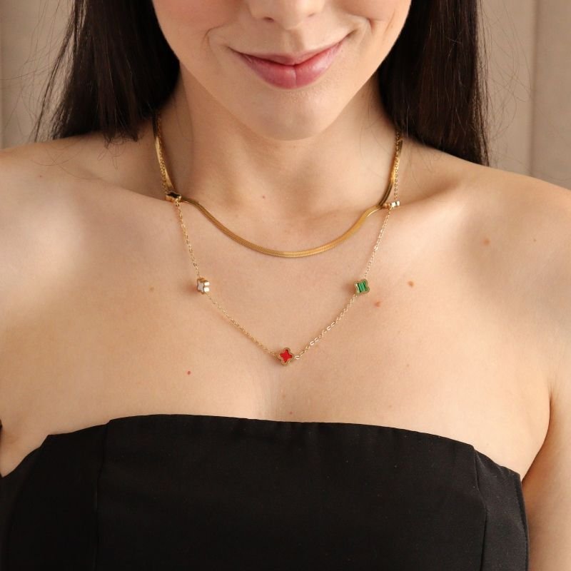 Colar Duplo Inspiração Van Cleef em Aço Inox (Linha Premium)