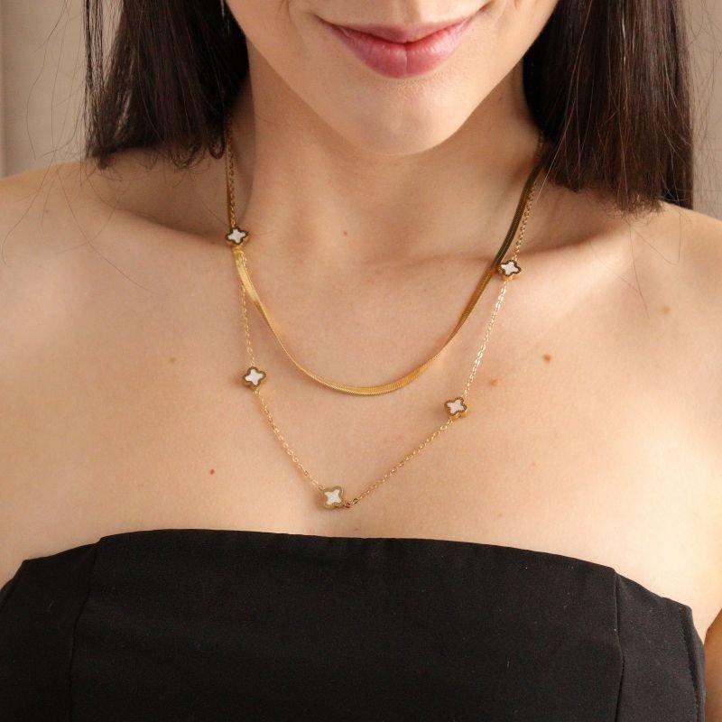 Colar Duplo Inspiração Van Cleef em Aço Inox (Linha Premium)