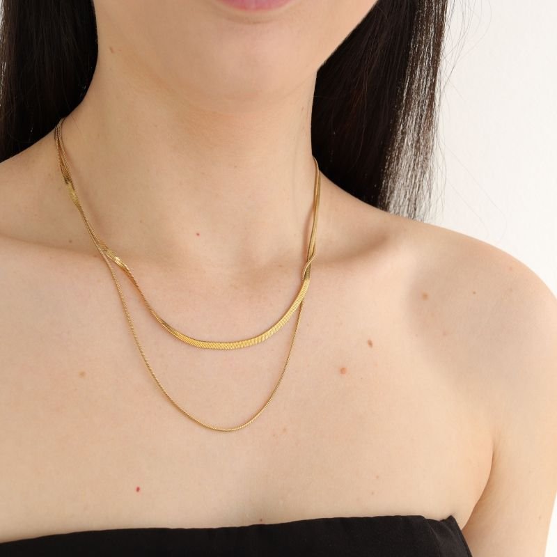 Colar Duplo Lines Shine em Aço Inox (Linha Premium)