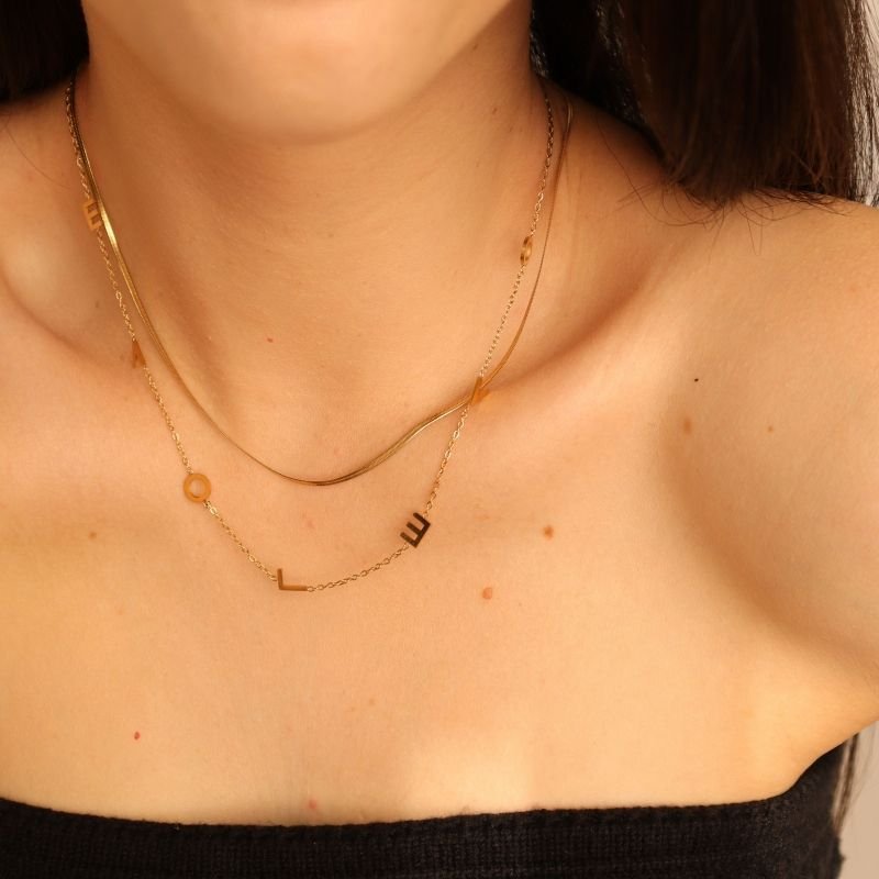 Colar Duplo Love Delicado em Aço Inox