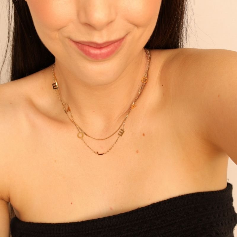 Colar Duplo Love Delicado em Aço Inox