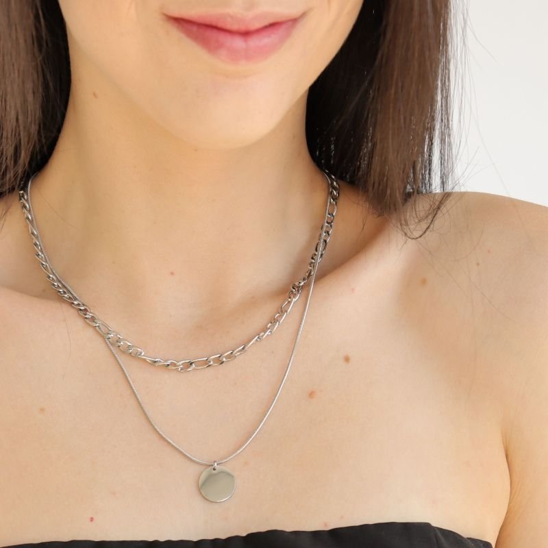 Colar Duplo Medalha em Aço Inox (Linha Premium)