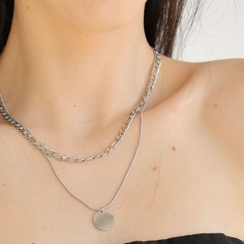 Colar Duplo Medalha em Aço Inox (Linha Premium)