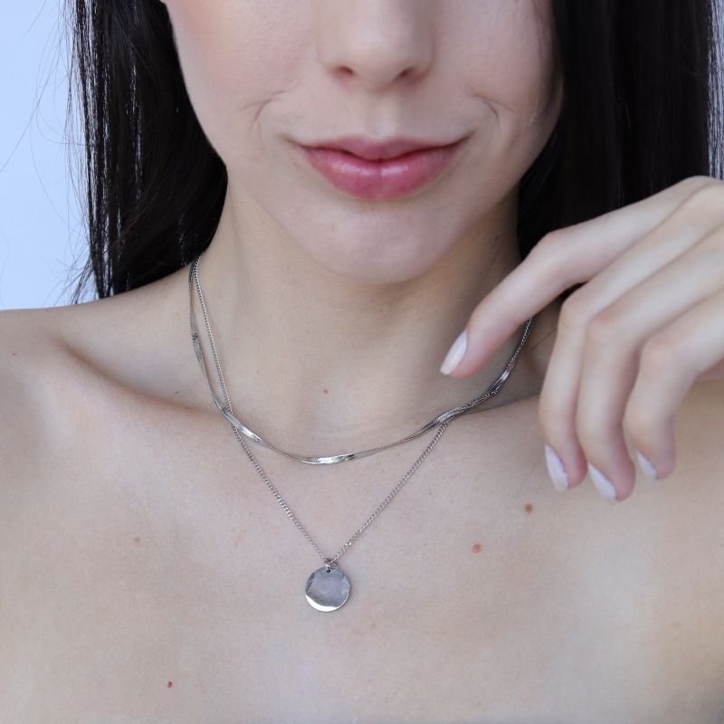 Colar Duplo Medalha em Aço Inox