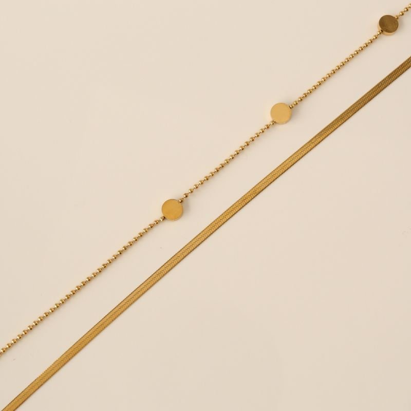 Colar Duo em Aço Inox Minimalista com Detalhe em Esferas (Linha Premium)