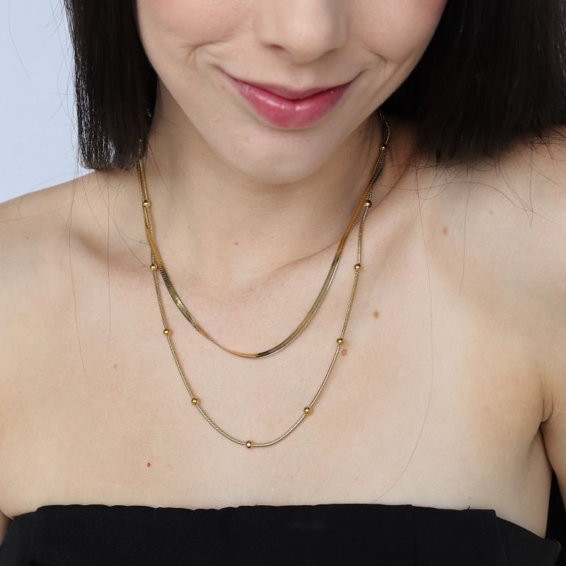 Colar Duplo Minimalista em Aço Inox (Linha Premium)