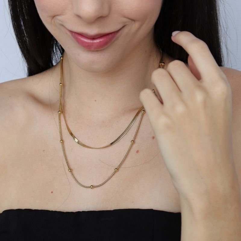 Colar Duplo Minimalista em Aço Inox (Linha Premium)