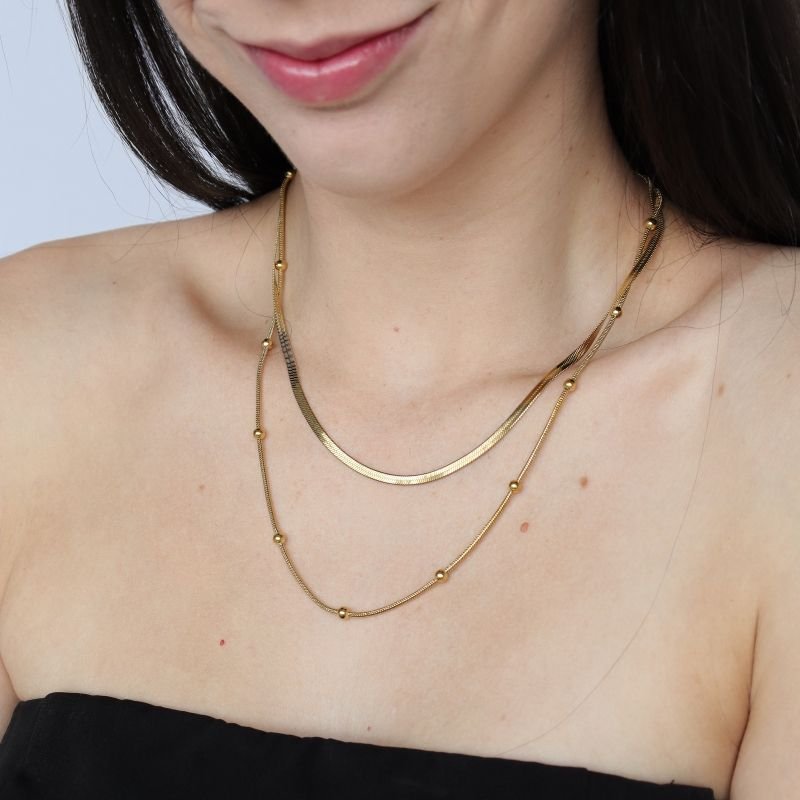Colar Duplo Minimalista em Aço Inox (Linha Premium)