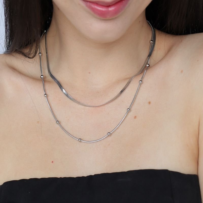 Colar Duplo Minimalista em Aço Inox (Linha Premium)