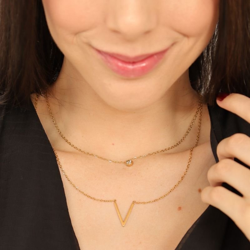 Colar Duplo Moderno em Aço Inox