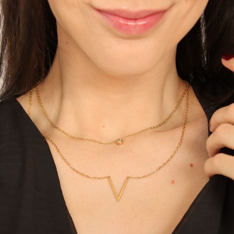 Colar Duplo Moderno em Aço Inox