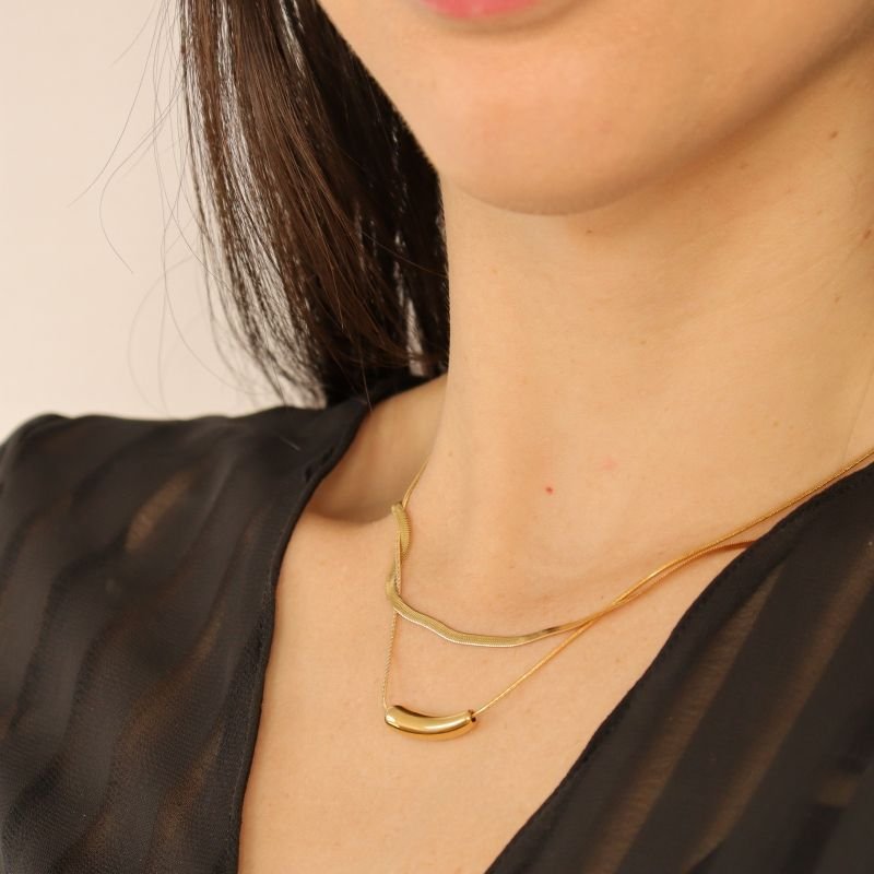 Colar Duplo Orgânico em Aço Inox (Linha Premium)