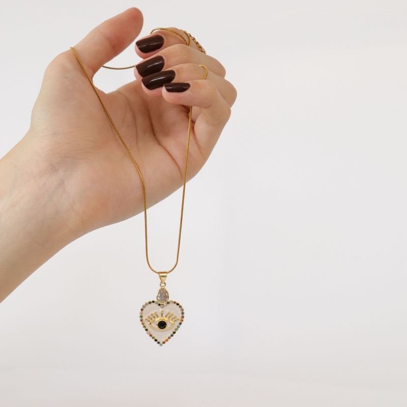 Colar em Aço Inox com Pingente Folheado