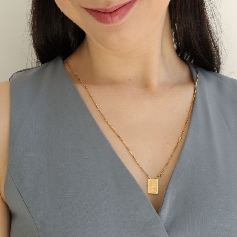 Colar Escapulário Nossa Senhora e Sagrado Coração em Aço Inox